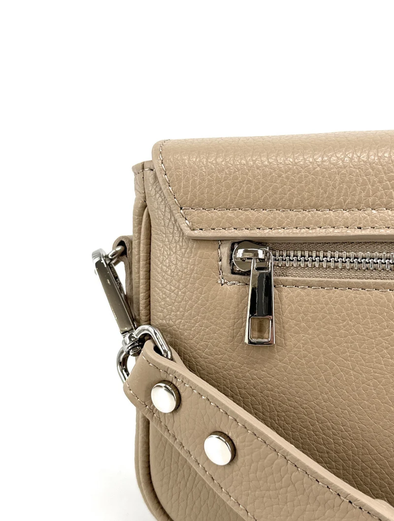 Sac trotteur en cuir grainé BAGGY Taupe clair