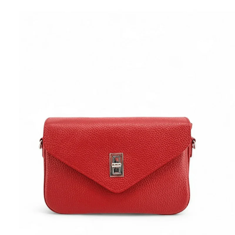 Sac trotteur en cuir grainé BAGGY Rouge garance