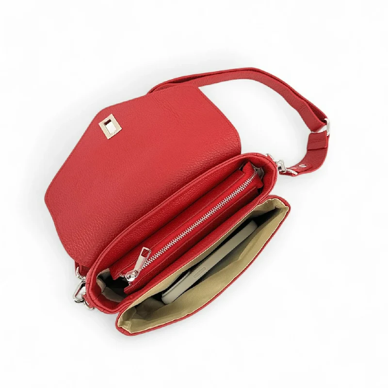 Sac trotteur en cuir grainé BAGGY Rouge garance