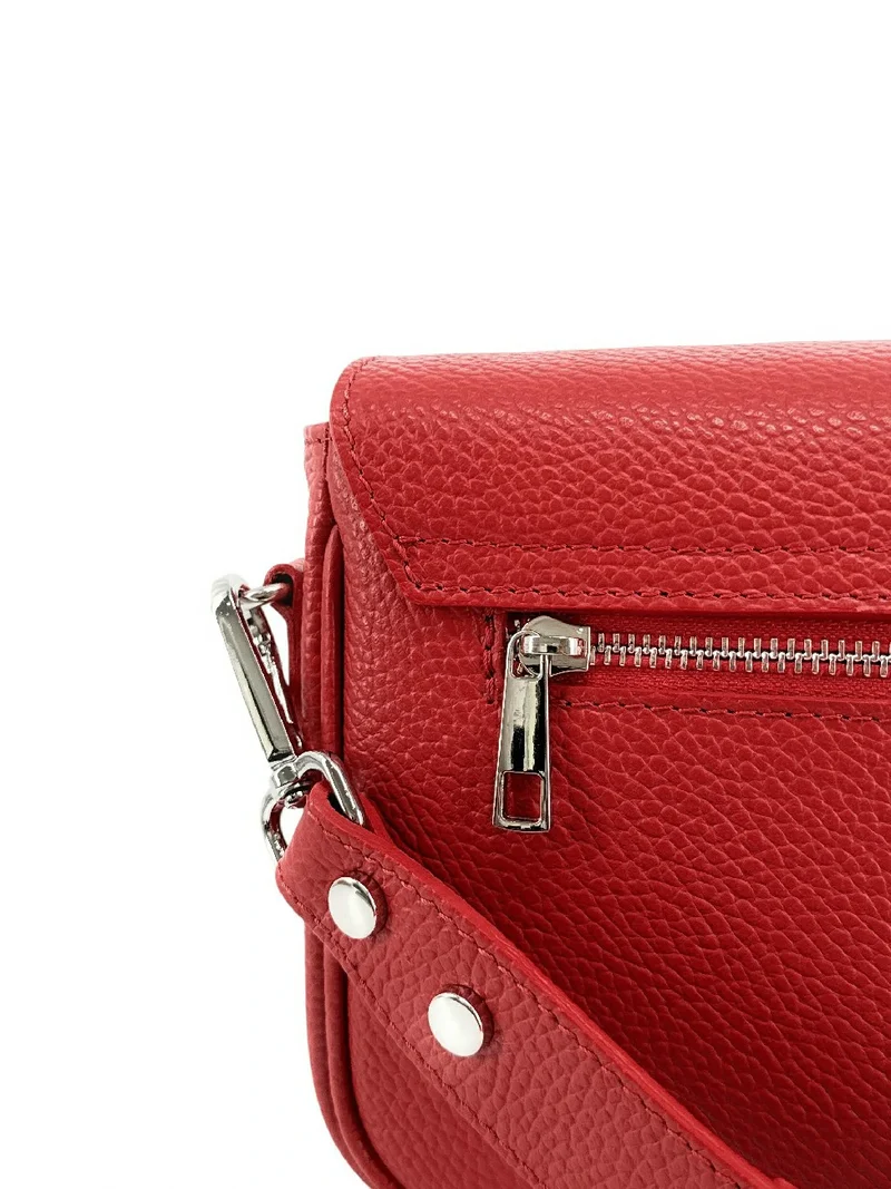 Sac trotteur en cuir grainé BAGGY Rouge garance