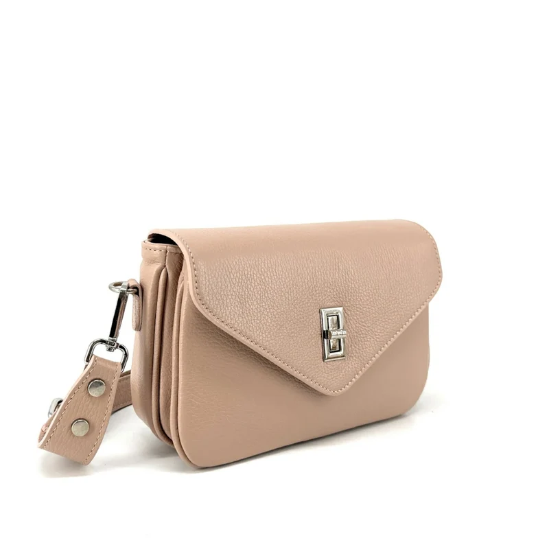 Sac trotteur en cuir grainé BAGGY Rose nude