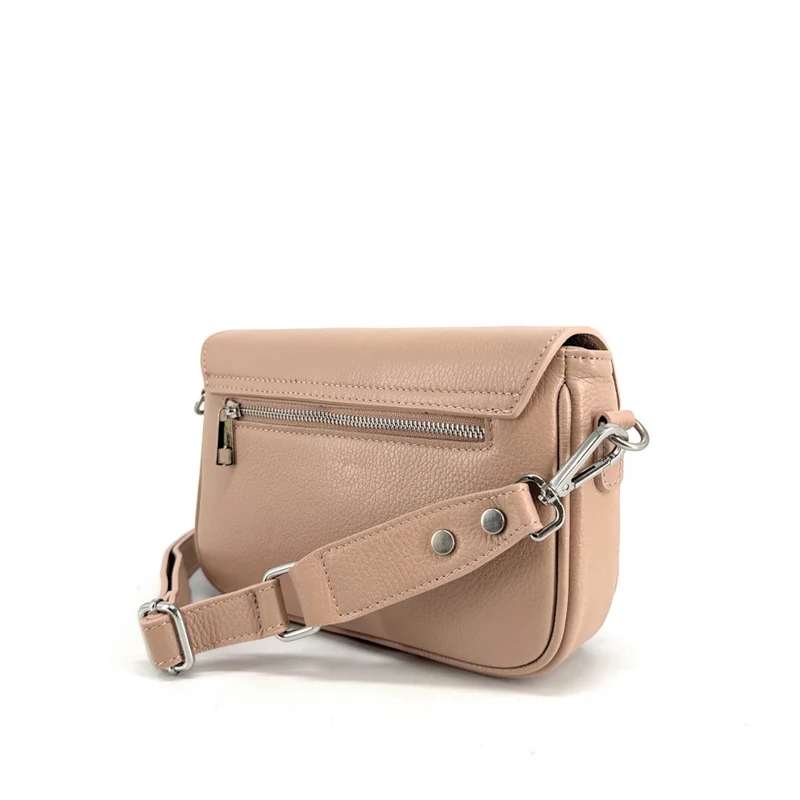 Sac trotteur en cuir grainé BAGGY Rose nude