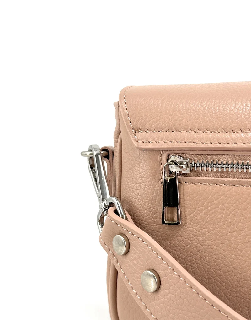 Sac trotteur en cuir grainé BAGGY Rose nude