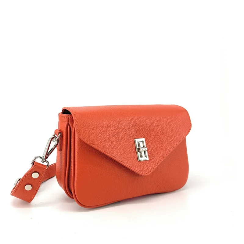 Sac trotteur en cuir grainé BAGGY Orange Mandarine