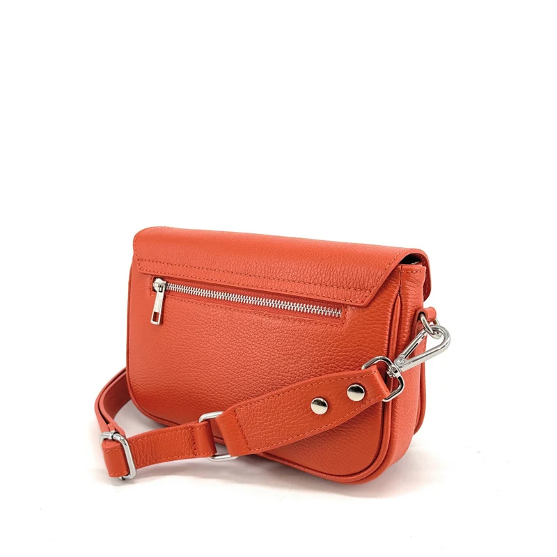 Sac trotteur en cuir grainé BAGGY Orange Mandarine