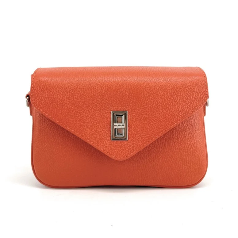 Sac trotteur en cuir grainé BAGGY Orange Mandarine