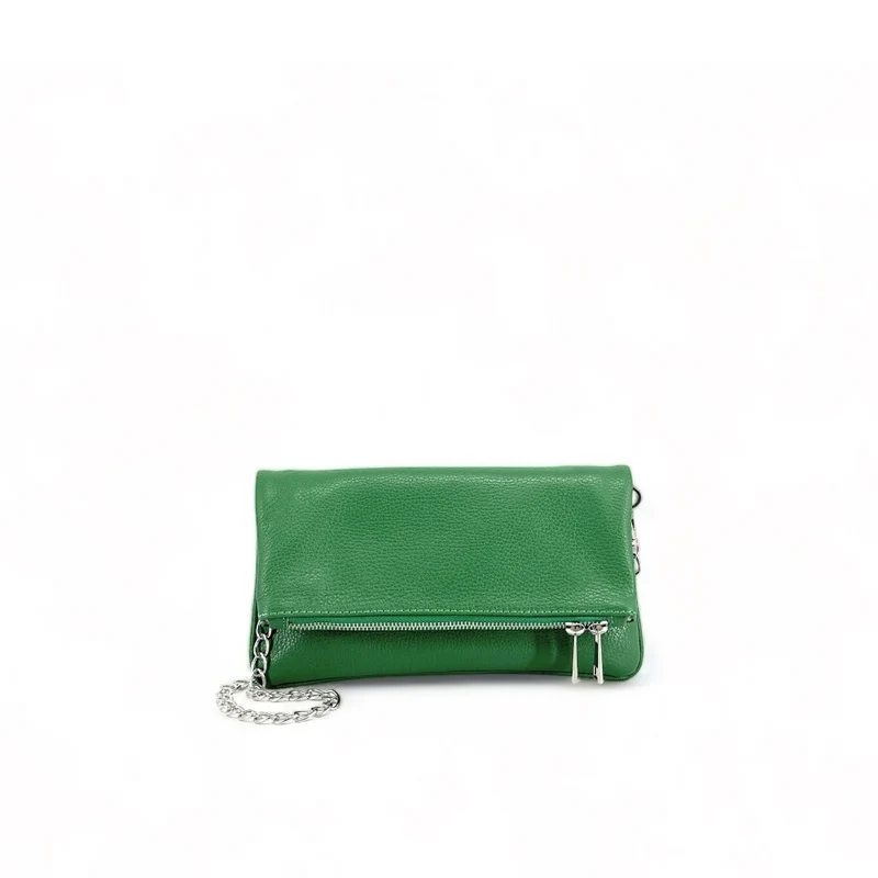 Sac pochette en cuir grainé ROXANE Vert anglais