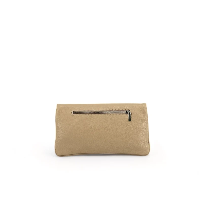 Sac pochette en cuir grainé ROXANE Taupe