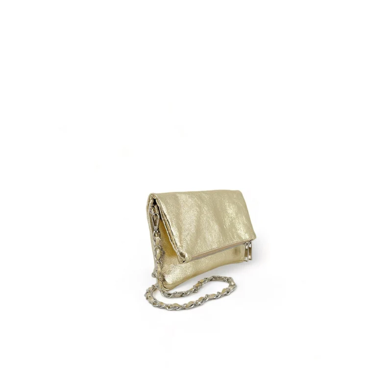 Sac pochette en cuir irisé ROXANE Or pâle