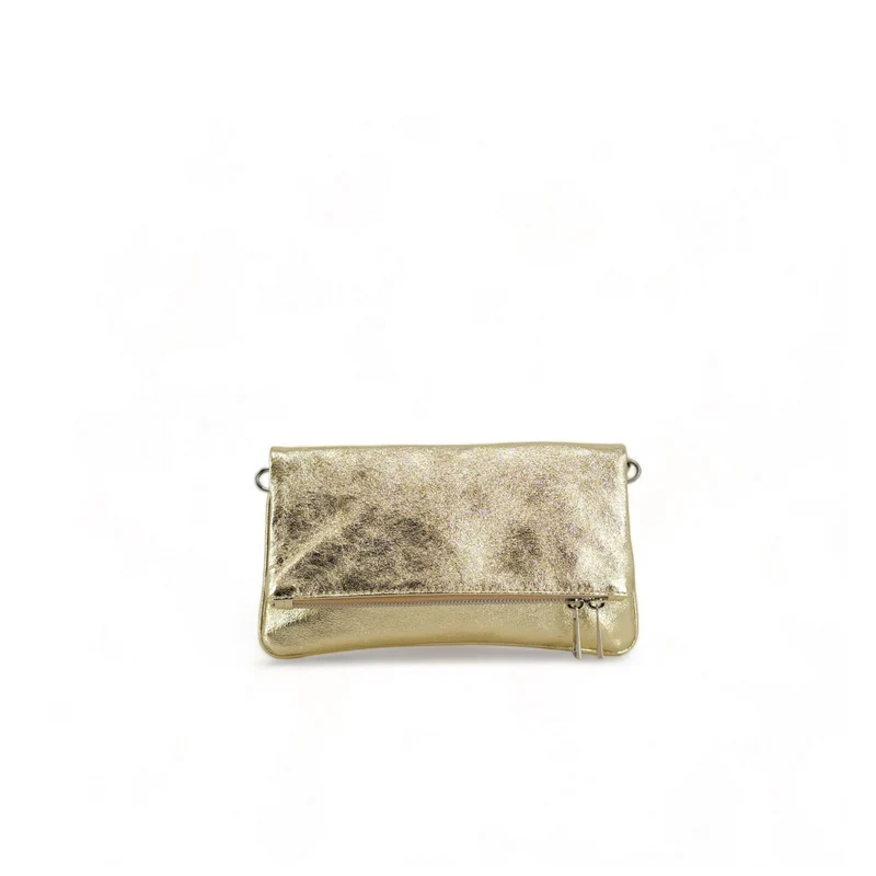 Sac pochette en cuir irisé ROXANE Or pâle