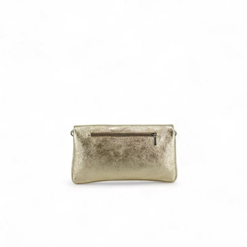 Sac pochette en cuir irisé ROXANE Or pâle