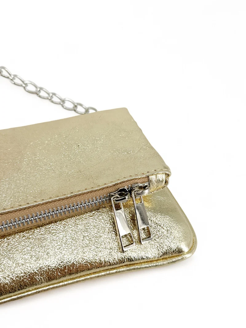 Sac pochette en cuir irisé ROXANE Or pâle