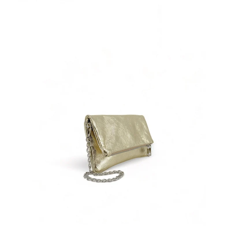 Sac pochette en cuir irisé ROXANE Or pâle
