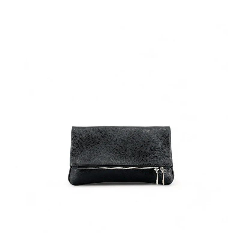 Sac pochette en cuir grainé ROXANE Noir