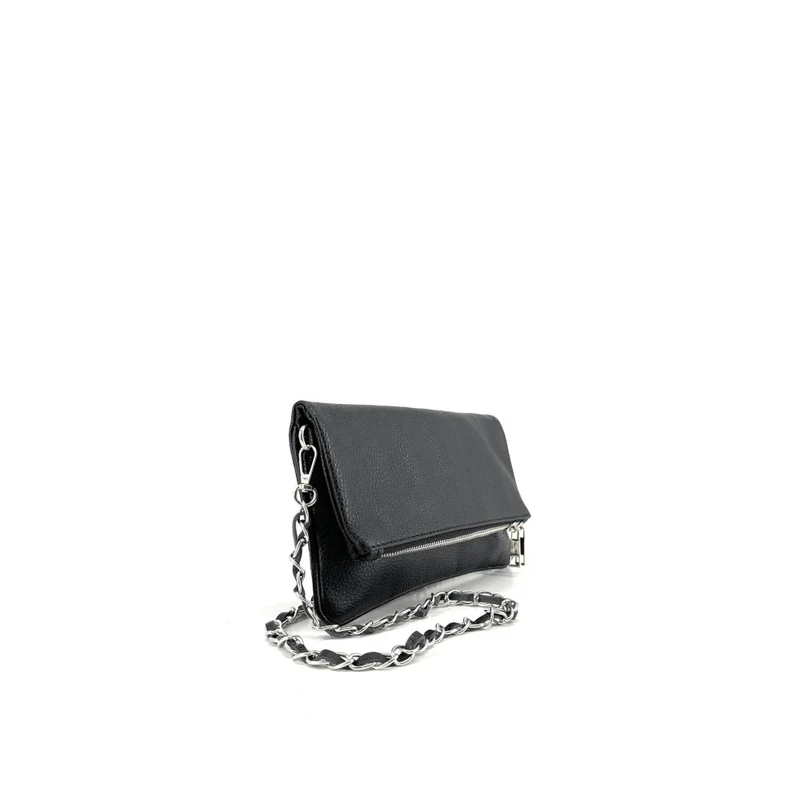 Sac pochette en cuir grainé ROXANE Noir