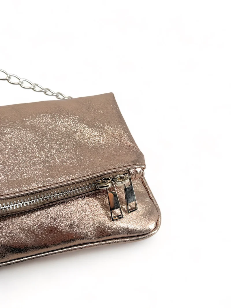 Sac pochette en cuir irisé ROXANE Champagne irisé