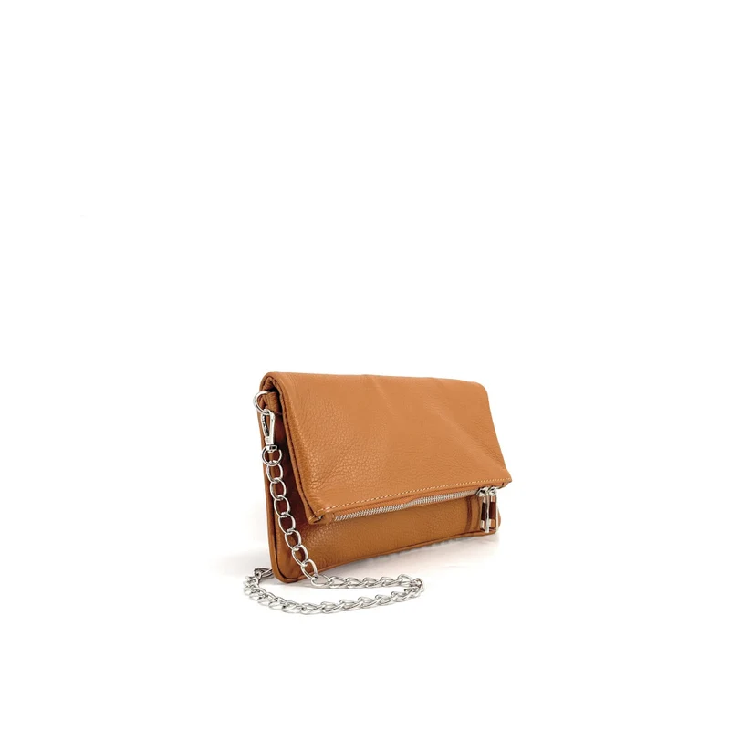 Sac pochette en cuir grainé ROXANE Camel foncé
