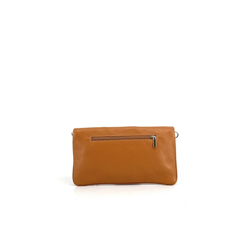 Sac pochette en cuir grainé ROXANE Camel foncé