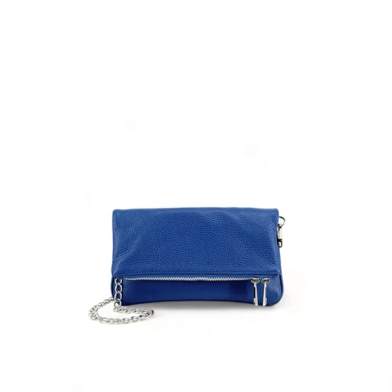 Sac pochette en cuir grainé ROXANE Bleu