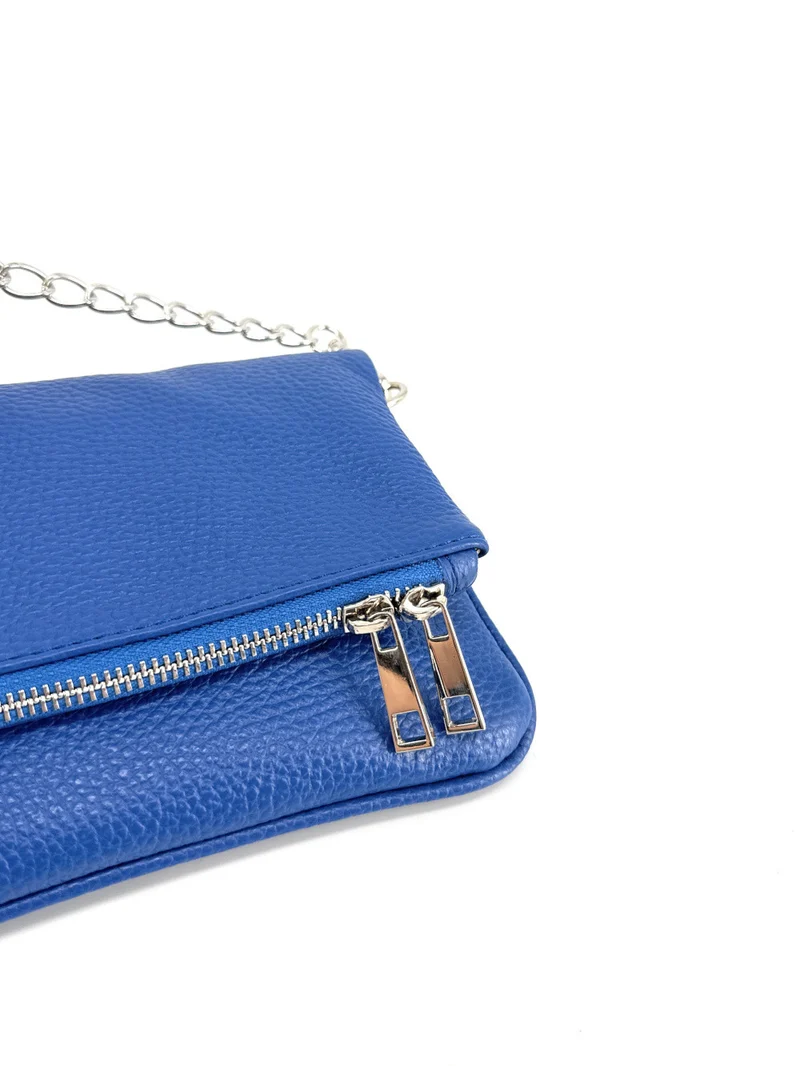 Sac pochette en cuir grainé ROXANE Bleu