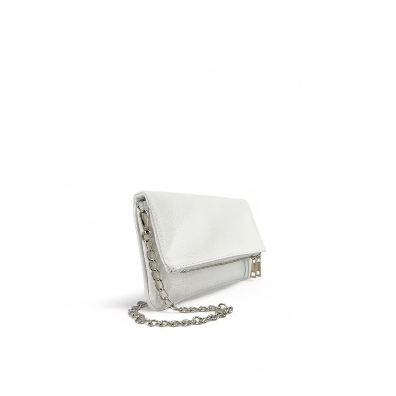 Sac pochette en cuir grainé ROXANE Blanc