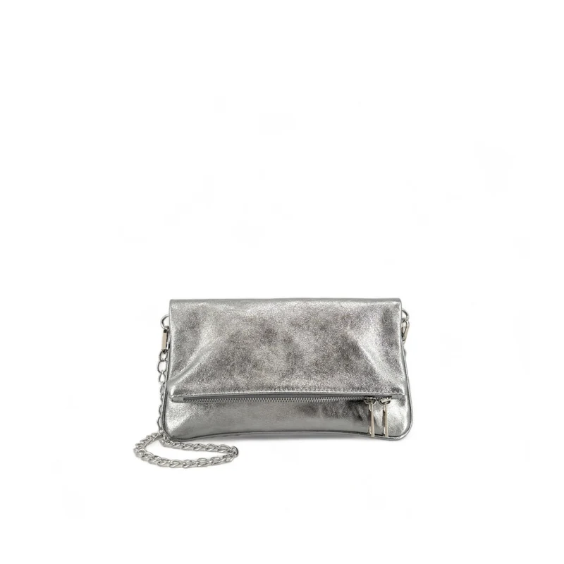 Sac pochette en cuir irisé ROXANE Argent moyen