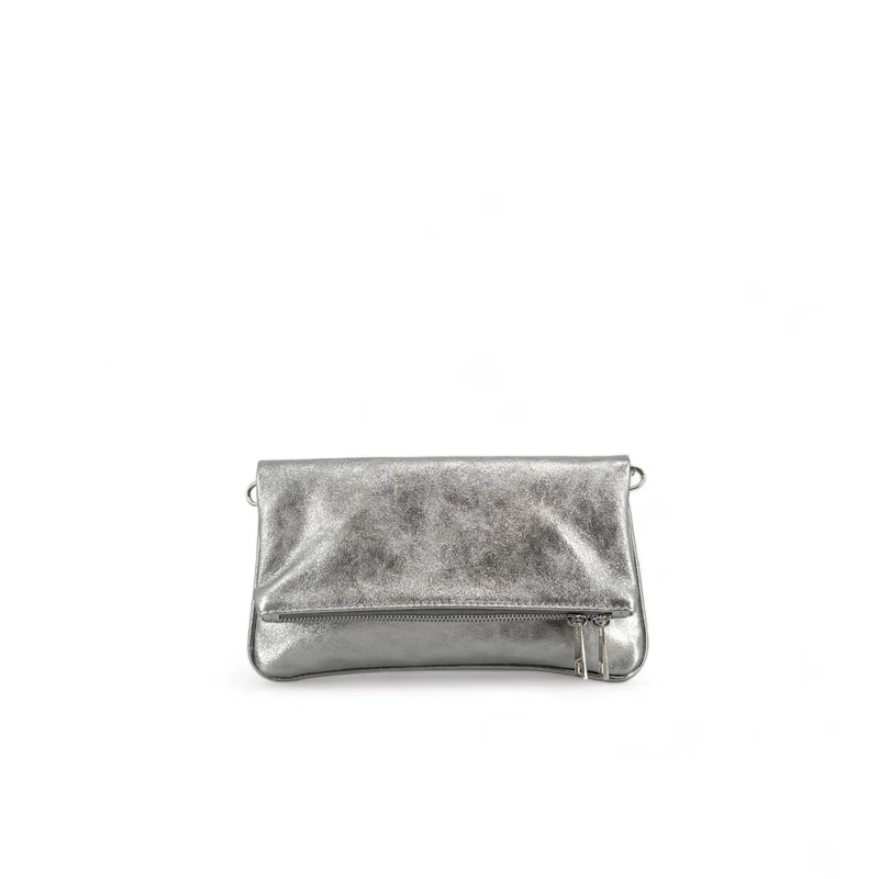 Sac pochette en cuir irisé ROXANE Argent moyen