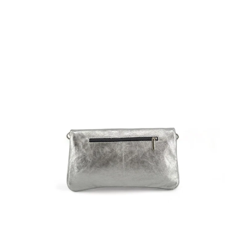 Sac pochette en cuir irisé ROXANE Argent moyen