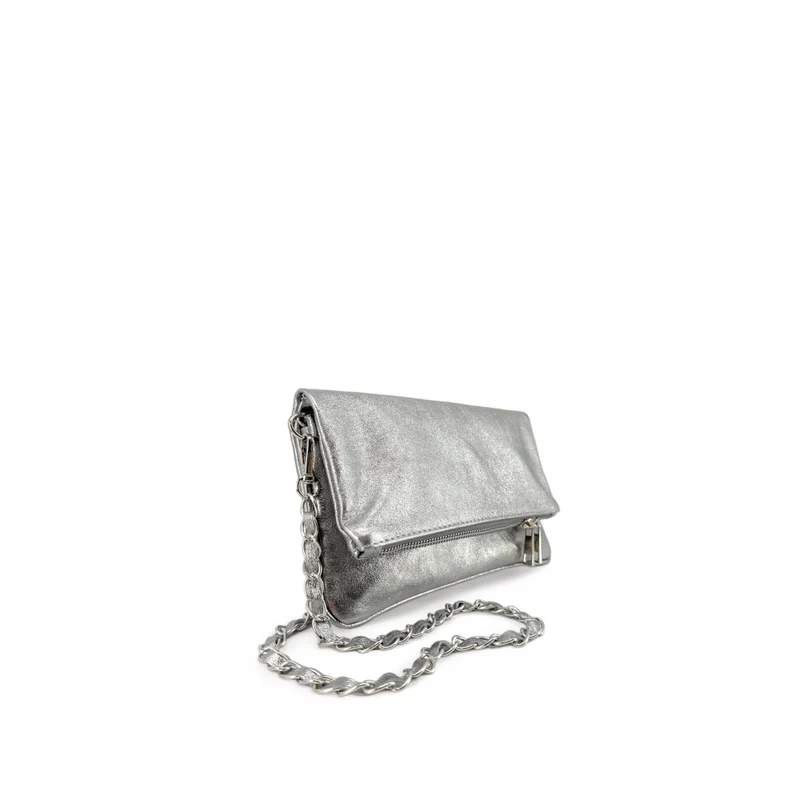 Sac pochette en cuir irisé ROXANE Argent moyen