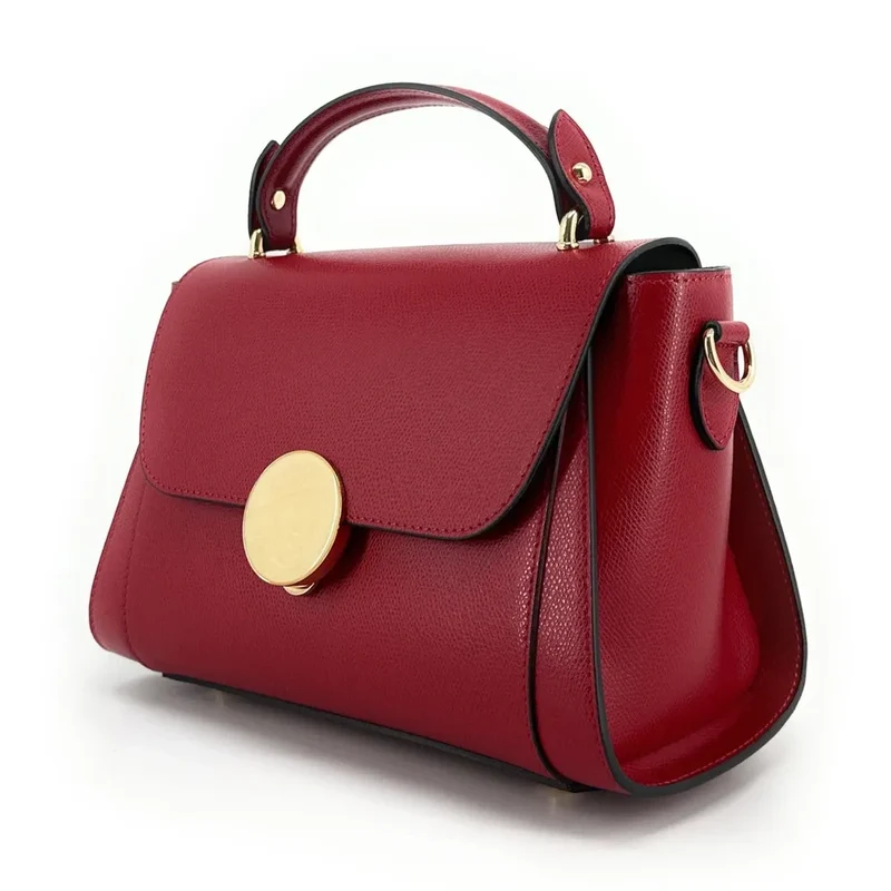 Sac à main en cuir grainé APOLLINE Rouge fraise