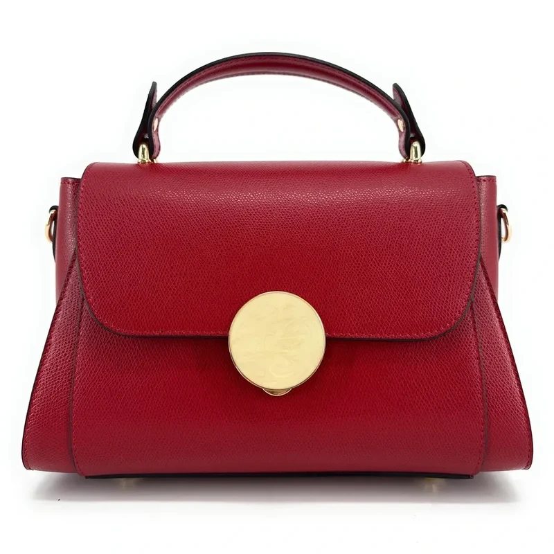Sac à main en cuir grainé APOLLINE Rouge fraise