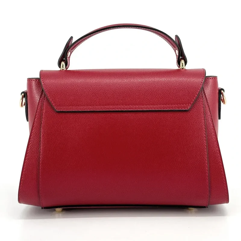Sac à main en cuir grainé APOLLINE Rouge fraise