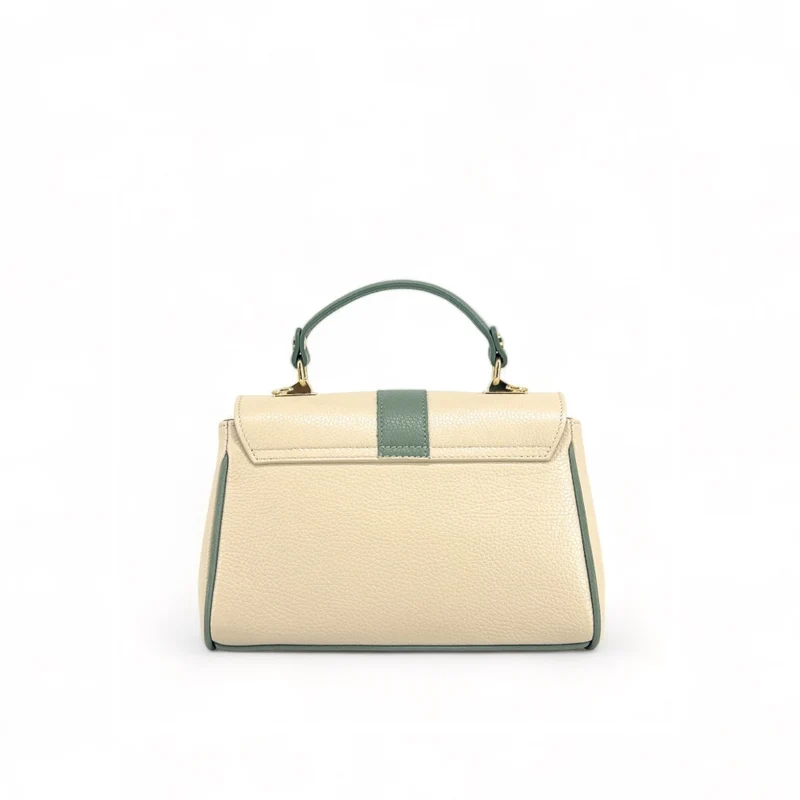 Sac à main en cuir grainé ZOE Beige / Vert pastel