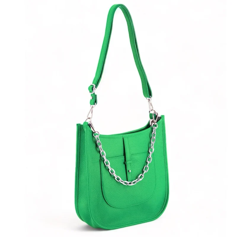 Sac à main hobo en cuir grainé CYBELE Vert anglais