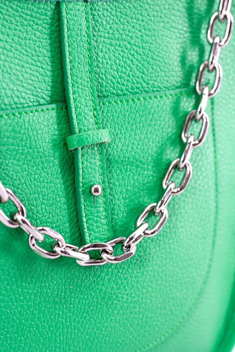 Sac à main hobo en cuir grainé CYBELE Vert anglais