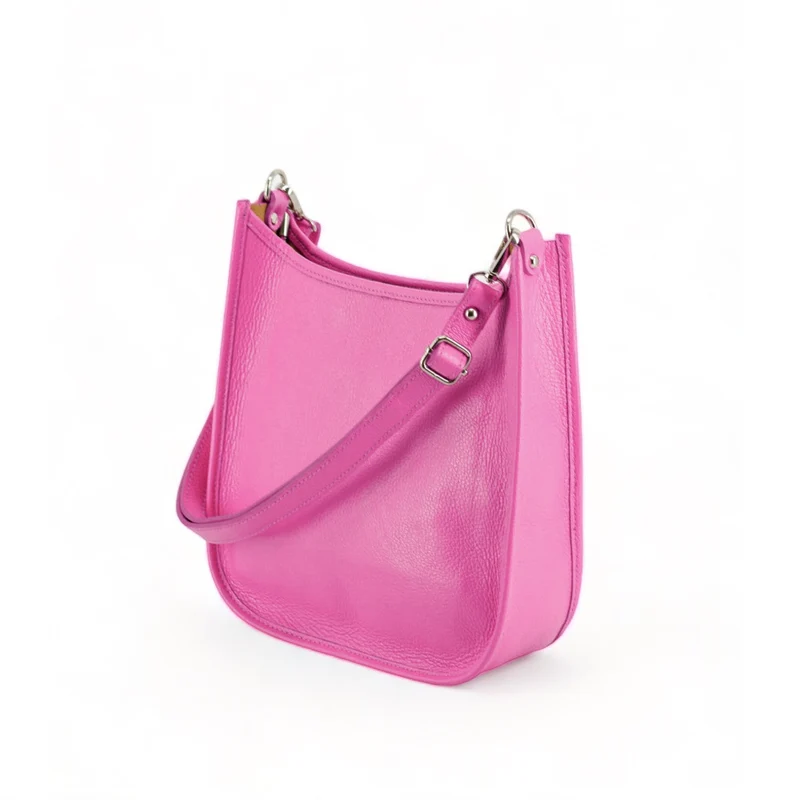 Sac à main hobo en cuir grainé CYBELE Rose bonbon
