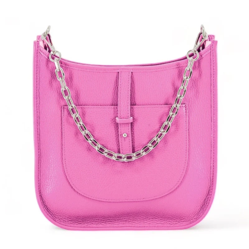 Sac à main hobo en cuir grainé CYBELE Rose bonbon