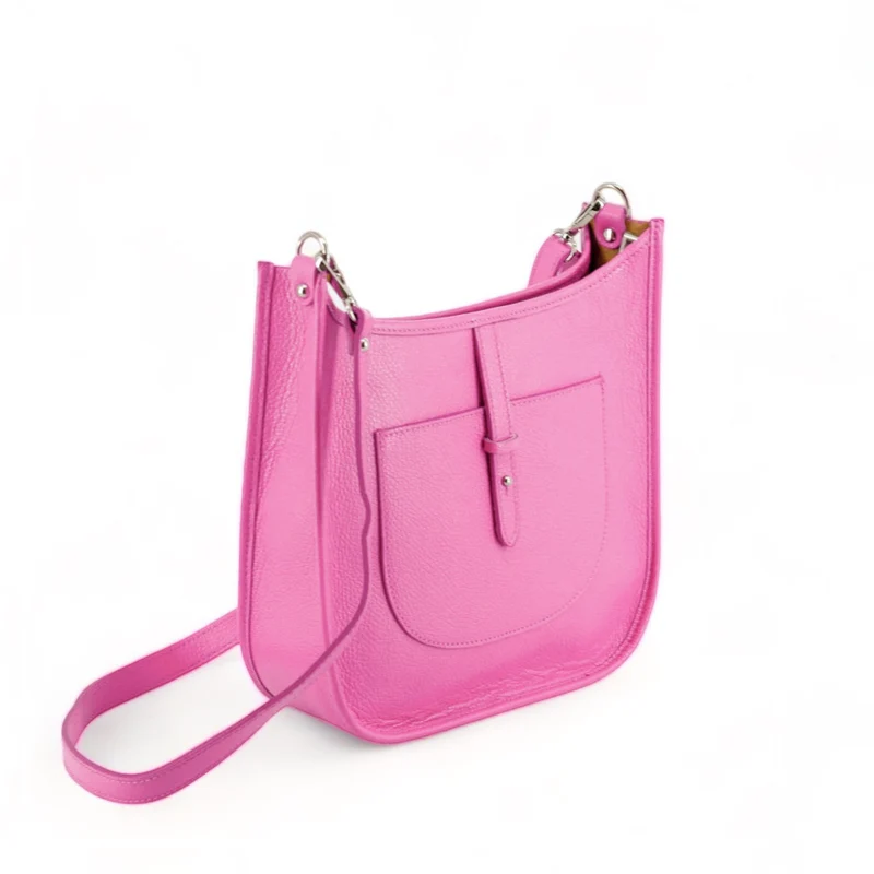 Sac à main hobo en cuir grainé CYBELE Rose bonbon