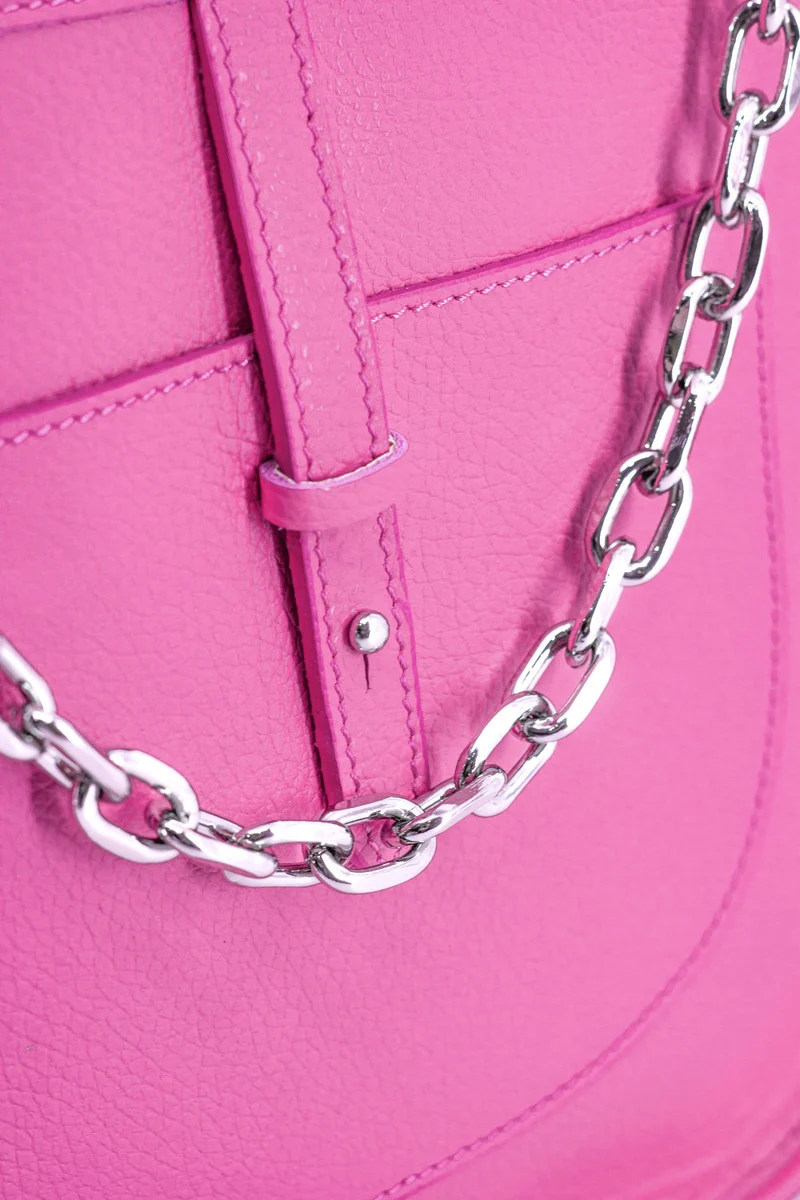 Sac à main hobo en cuir grainé CYBELE Rose bonbon