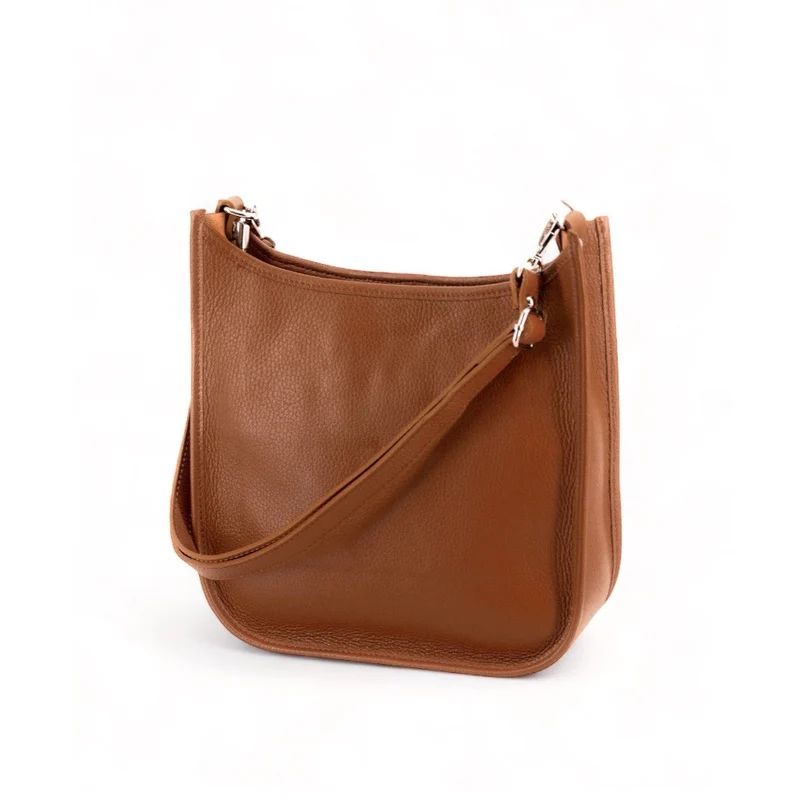 Sac à main hobo en cuir grainé CYBELE Camel foncé