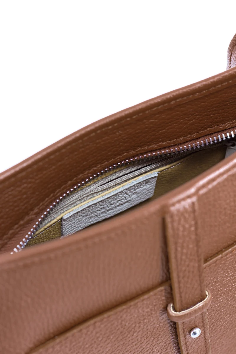 Sac à main hobo en cuir grainé CYBELE Camel foncé