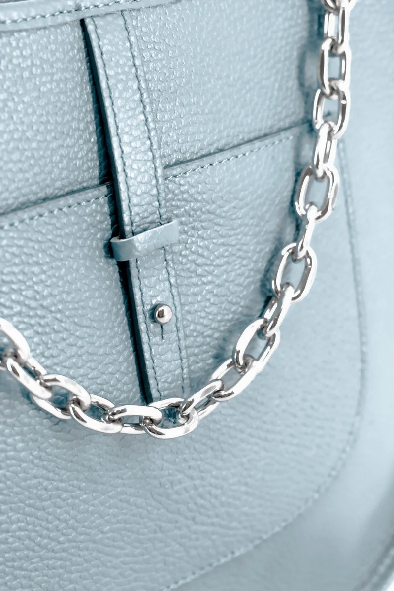 Sac à main hobo en cuir grainé CYBELE Bleu pastel