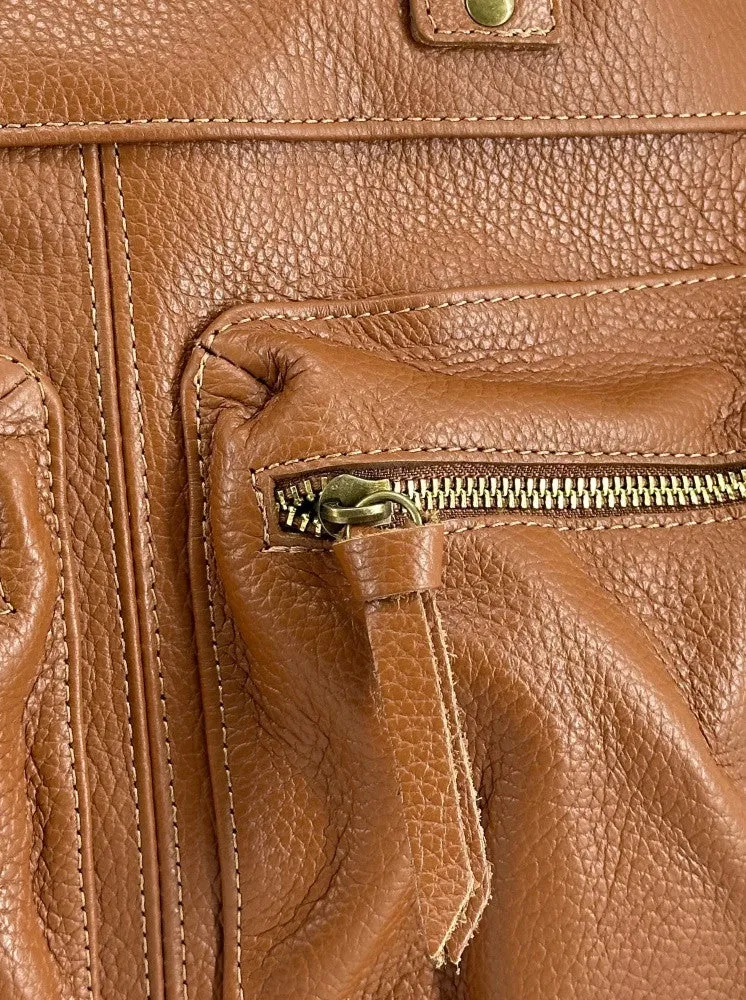 Sac à main en cuir grainé MOSCOU Cognac