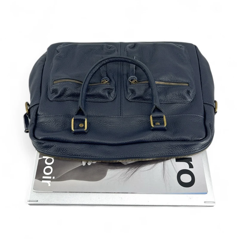 Sac à main en cuir grainé MOSCOU Bleu marine