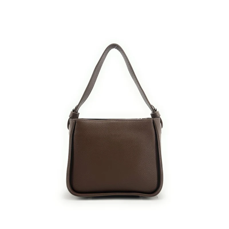 Sac en cuir grainé tressé CHESSY Taupe foncé