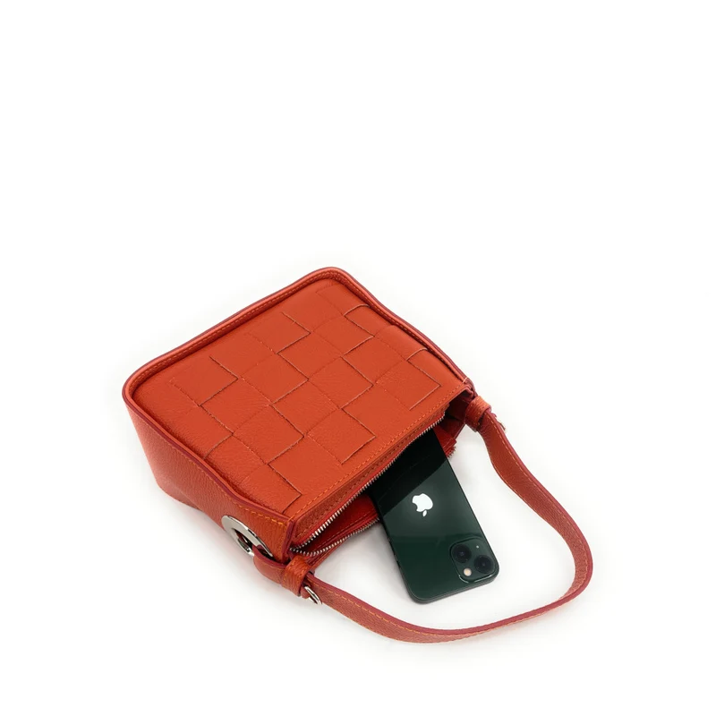 Sac en cuir grainé tressé CHESSY Mandarine