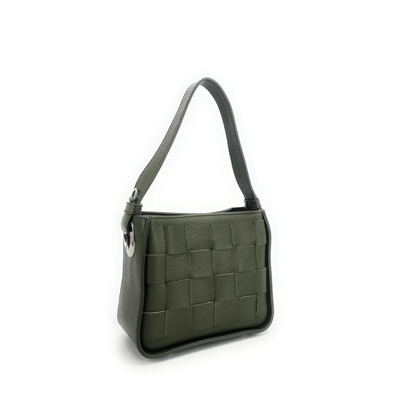 Sac en cuir grainé tressé CHESSY Kaki