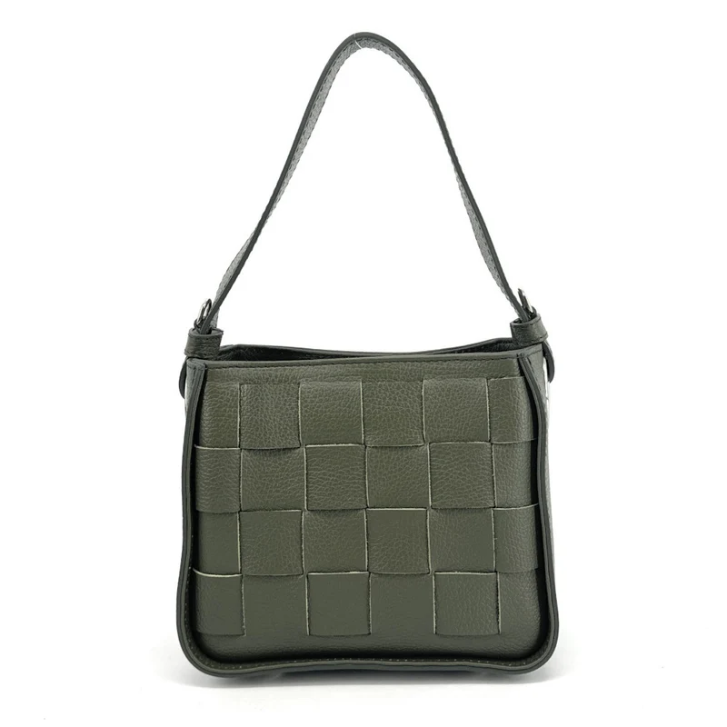 Sac en cuir grainé tressé CHESSY Kaki
