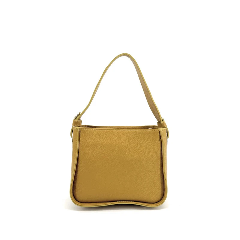 Sac en cuir grainé tressé CHESSY Jaune Moutarde