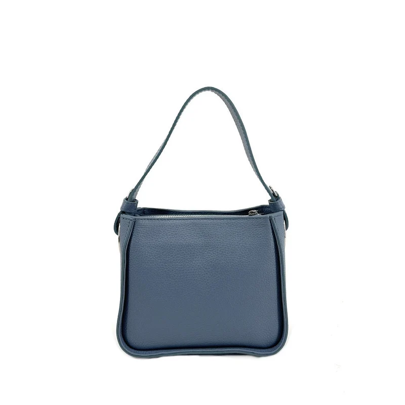 Sac en cuir grainé tressé CHESSY Bleu glacier